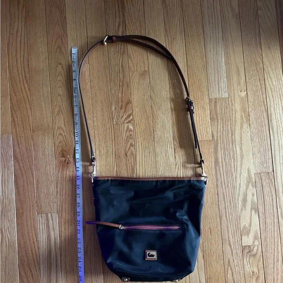 Dooney & Bourke Black with Brown Nylon Crossbody Hobo Bag.   NWOT - Picture 5 of 10